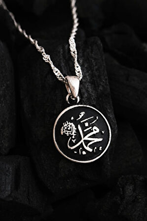 Kadın Gümüş Kolye - Hz. Muhammed Yazılı Kadın Kolye