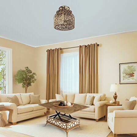 Zeren Akıllı Sehpa Lazer Desenli Kademeli Fonksiyonel Atlantik Çam Beyaz 90x39x60 Cm