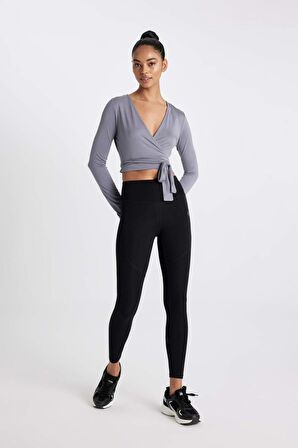 DeFactoFit Standart Fit V Yaka Sporcu Modal Uzun Kollu Tişört C0496AX24SMGR225
