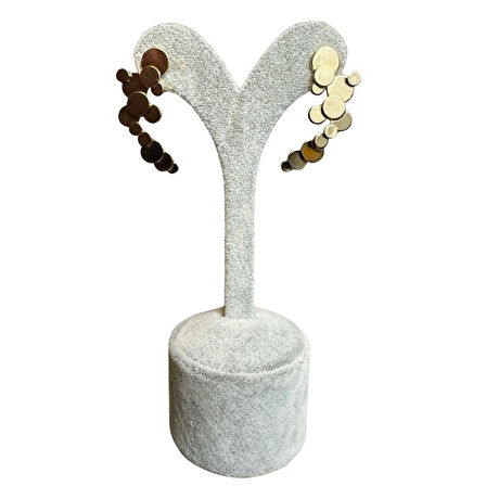 Uretti - İREM 3914 7391 Gold Halka Metal Bal Peteği Küpe