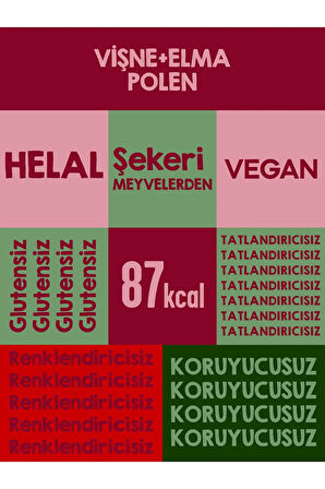 Mixmey Bee Polenli Vişne Meyve Bar 12 Adet | Glutensiz Sağlıklı Atıştırmalık - 25gr X 12 Adet