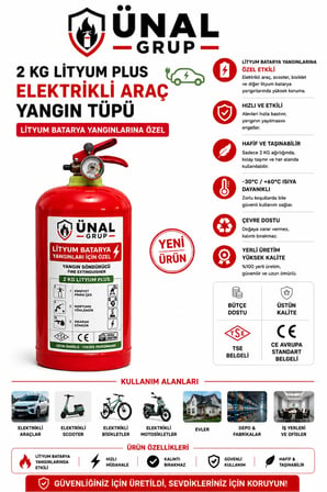 2 kg Elektrikli Araç Lityum Yangın Söndürücü KKT Yangın Tüpü Ev Ofis