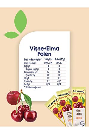 Mixmey Bee Polenli Vişne Meyve Bar 12 Adet | Glutensiz Sağlıklı Atıştırmalık - 25gr X 12 Adet