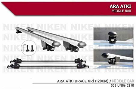 Araç Üstü Ara Atkı Tavan Barı Bagaj Brace Gri 120 Cm