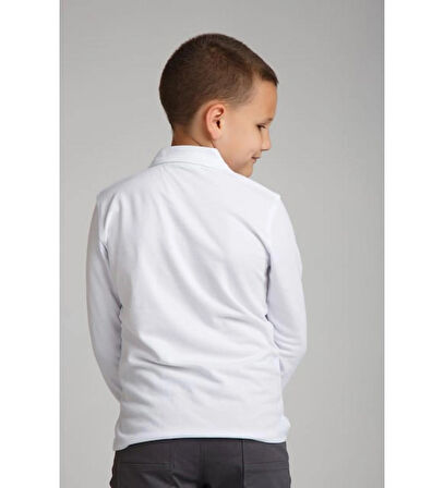 penye polo yaka uzun kol okul tişörtü