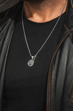 925 Ayar Gümüş Tenis Raketi Kolye Tenis Topu Detaylı Spor Temalı Erkek Kolye