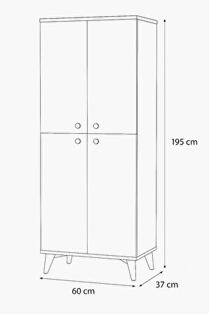 İnci Portmanto Dolabı Atlantik Çam Beyaz 4 Kapaklı Raflı Çok Amaçlı Ayakkabılık 60x37x195 Cm
