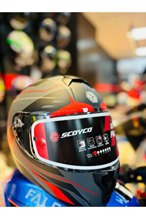 FF-869 WİND FULLFACE MOTOSİKLET KASKI (SİYAH-GRİ-KIRMIZI)