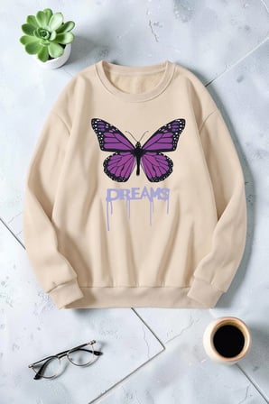Unisex Dreams Baskılı Bisiklet Yaka Sweatshirt