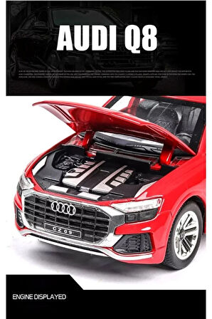 Audi Q8 SUV Tarzı Araba 1:24 Diecast Metal Model Araba Koleksiyon Araba Sesli Işıklı Audi Jip Araba