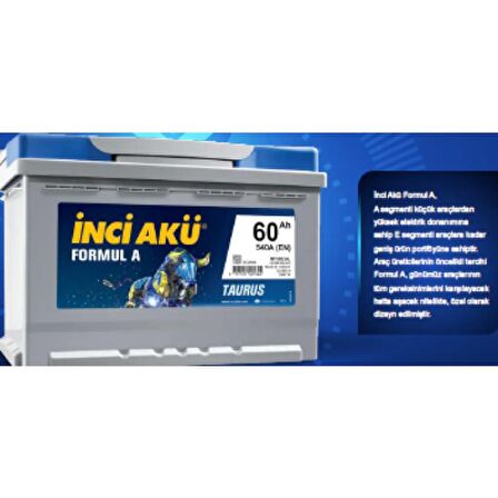 İnci Akü 12 Volt 60 Ah Amper 540 EN Formul A Taurus