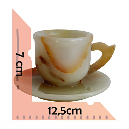 Oniks Doğal Taş 2’li Fincan ve 3 İnç Kül Tablası Seti – El Yapımı Şık Dekoratif Hediyelik, Doğal Taş Enerjisiyle