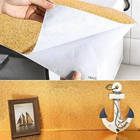 2 Metre Kendinden Yapışkanlı Silinebilir Mutfak Tezgah Üstü Sticker Folyo Gold Renk (5250)