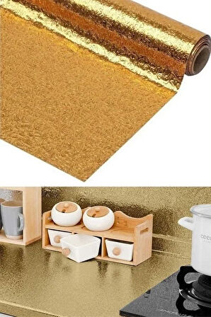 2 Metre Kendinden Yapışkanlı Silinebilir Mutfak Tezgah Üstü Sticker Folyo Gold Renk (5250)