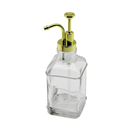 KARE CAM ŞİŞE - ŞEFFAF SIVI SABUNLUK 500ML POMPA - MUSLUK AYRIK MODEL BAŞLI (5250)