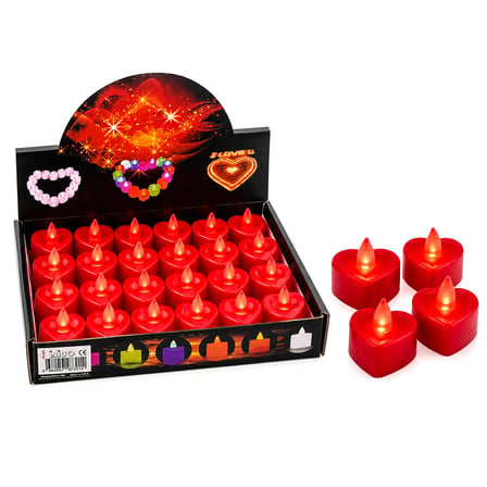 24 ADET PİLLİ KAPLİ - KIRMIZI RENKLİ LED MUM ÇAP : 4CM YÜKSEKLİK : 3.7CM İ10-023