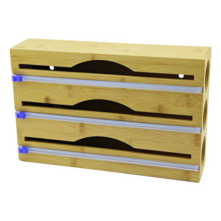 3IN1  AHŞAP BAMBU STREÇLİK FOLYOLUK  KESİCİ BIÇAK KANALLI   22X34CM (5250)