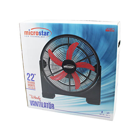 WİNDY 22 İNÇ = 55CM FAN VANTİLATÖR 2İN1=MASA ALTI - DUVARA MONTE 180 DERECE 3-KADEME HIZ 5-PLS.KANAT HC-1045 (5250)