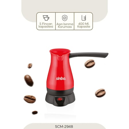 ELEKTRİKLİ CEZVE PLS. TÜRK KAHVE MAKİNE ÇELİK GİZLİ REZİSTANS 700W 5 FİNCAN - 400ML SCM-2948
