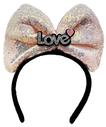 Led Işıklı 3 Farklı Fonksiyonda Yanan Gümüş Love Yazılı Toz Pembe Fiyonk Taç 20X17 cm (5250)