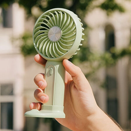 Masa Üstü Standlı USB ile Şarj Olabilen 3 Ayarlı Fan Modlu Çanta Tipi El Fanı (5250)