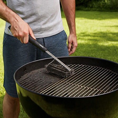 Mangal Izgara Temizleme Fırçası – Paslanmaz Çelik Telli, Uzun Saplı Grill Temizlik Aparatı Mangal Temizlik Fırçası (5250)