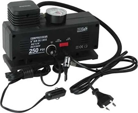 220 Volt-12 Volt 250 Psi Kompresör Lastik Hava Şişirme Oto Pompası Fişli Ve Çakmaklı Yage-843 (5250)