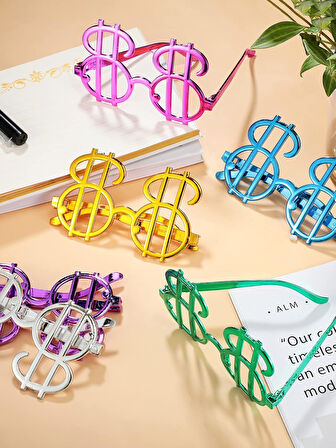 Dolar Şekilli Metalize Parti Gözlüğü 6 Adet (5250)