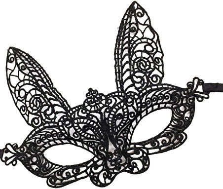 Siyah Renk Dantel Kesim Dantel İşlemeli Balo Parti Maskesi 7 No (5250)