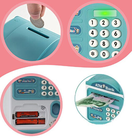 Parmak İzi Görünümlü Elektronik Şifreli Otomatik Kağıt Para Alan ATM Kumbara (5250)