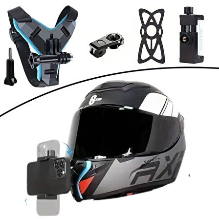 Motorsiklet Kask Önü Takılan Telefon Tutucu Aksiyon Kamerası Takılabilen Aparat (5250)