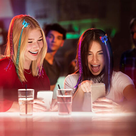 Led Fiber Optik Işıklı Kelebek Saç Klipsi 1 Adet (5250)