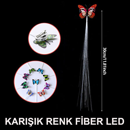 Led Fiber Optik Işıklı Kelebek Saç Klipsi 1 Adet (5250)