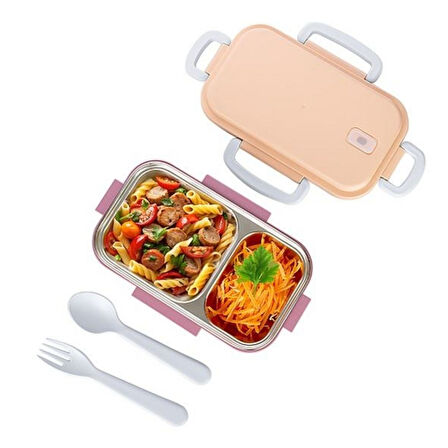 2 Bölmeli 150-300 Ml Paslanmaz Çelik Yemek Kabı Beslenme Kabı Yiyecek Saklama Kabı (5250)