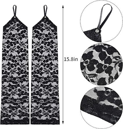 Parmak Askılı Zarif Gece Şıklığı Dantel Eldiven 40 cm (5250)