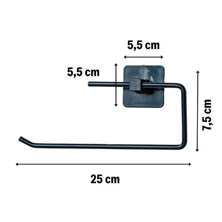 Kendiliğinden Yapışkanlı Siyah Paslanmaz Metal Rulo Havluluk Aparat (5250)