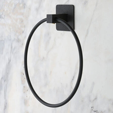 Kendiliğinden Yapışkanlı Siyah Paslanmaz Metal Yuvarlak Havluluk (5250)