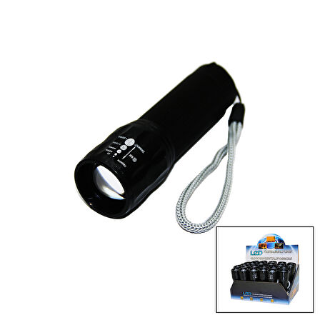 LED GOLD ORION HIGHLIGHTING ALUMİNUM FLASHLİGHT PİLLİ ZOOMLU EL FENERİ METAL KASA (5250)