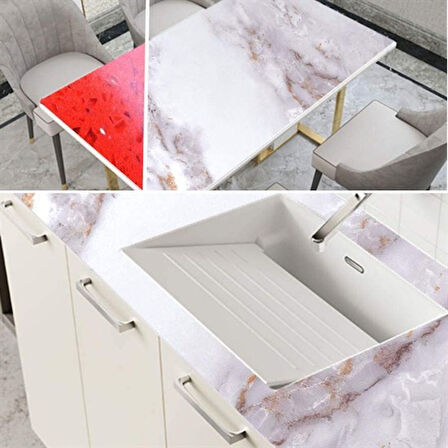 Mermer Desenli Masa Tezgah Mutfak Su Geçirmez Yapışkanlı Folyo Sticker Sarı 5x0,6m (5250)