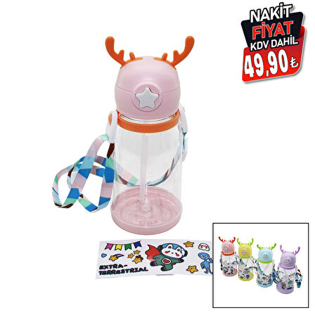 GEYİK MODELİ PİPETLİ ÇOCUK MATARA SULUK ASKI İPLİ (5250)