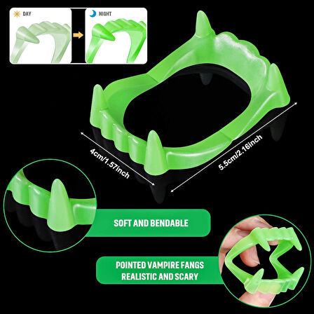 Karanlıkta Parlayan Fosforlu Çift Damak Takma Vampir Dişi (5250)