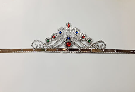 Gümüş Renk Plastik Prenses Tacı Kraliçe Tacı 60 cm (5250)