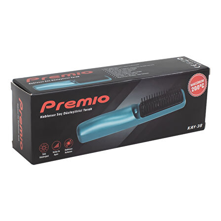 PREMIO KAY-38 ŞARJ GÖSTERGELİ KABLOSUZ TAŞINABİLİR SAÇ DÜZLEŞTİRİCİ TARAK (5250)