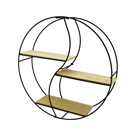 SEMBOL - YUVARLAK 3 KATLI METAL DEKORATİF DUVAR RAF 60 x 14 x 60 cm (5250)