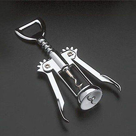 Krom Tirbuşon - 2 Fonksiyonlu Paslanmaz Metal (5250)