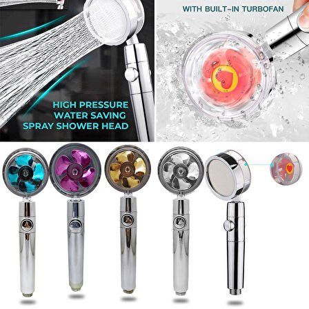 Pervaneli Duş Başlığı 360 Derece Dönebilen Aç Kapa Su Tasarruflu (5250)