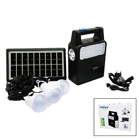 SOLAR SEYYAR PANELLİ - FİŞ ŞARJLI 2İN1 DİKEY MODEL EL FENERİ  - 3 PARÇA  AMPUL KABLOLU - POWERBANK (5250)