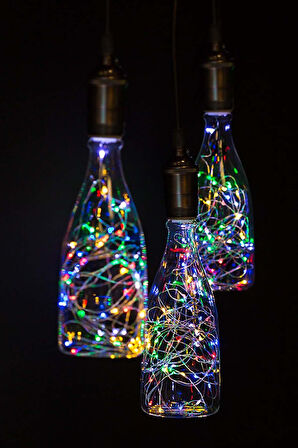 Pilli Renkli Peri Led Işık Dekoratif Aydınlatma 5 Metre RGB Led (5250)