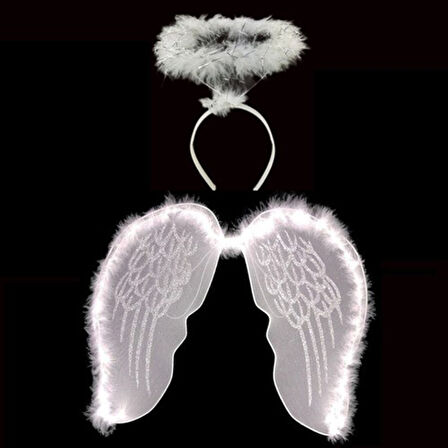 Beyaz Otrişli Dantel Tüllü Peri Kanadı ve Peri Tacı Seti 45x40 cm (5250)