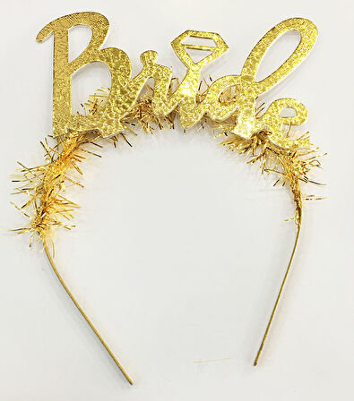 Altın Renk Bekarlığa Veda İtalik Yazı Alyanslı Bride Taç (5250)